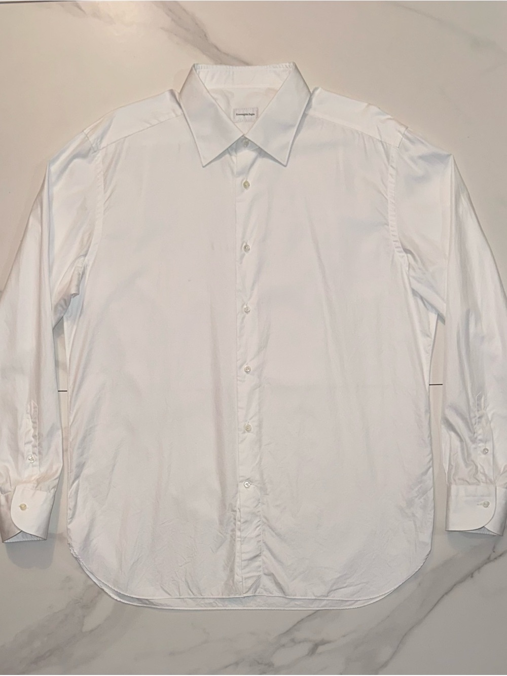 Ermenegildo Zegna White 100% Cotton Regular Fit Dress Shirt Large